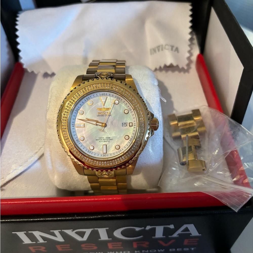 Mens Invicta Reserve Automatic Watch Mother Of Pearl Face